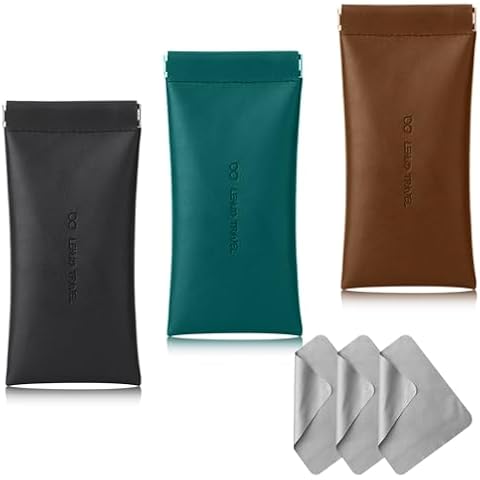 Portable Leather Glasses Case 3 Pack Cover