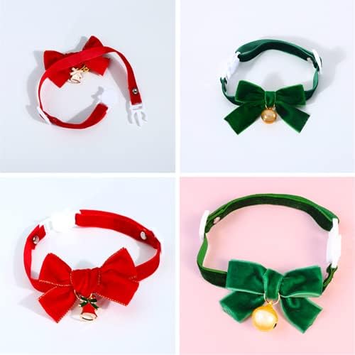 2PCS Cat Collar with Bell and Bow Tie Adjustable Bow Tie Pet Collar Velvet Kitten Bow Collar Quick Release Safety Kitten Collar for Kitten Dog Small Pet