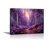 WIKEO Modernos Abstracto Decoracion Cuadros Ilustraciones coloridas de árboles Árbol de la Vida Lienzos Cuadros,Salón Pasillos Dormitorio Comedor Oficina Decorativos（Púrpura 6-70x100cm Enmarcado