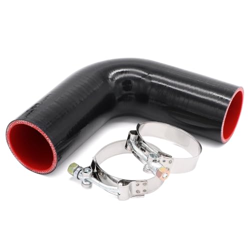Image of 90 Degree Elbow Coupler Silicone Hose 4-Ply 2.25-inch(57mm) for Turbo /Intercooler /Intake Piping,Length 120mm Thickness 5mm with T-Bolt Clamp