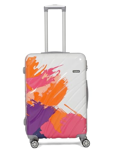 Image of Teakwood World Small 65 cm Check in Size Trolley Bag Polycarbonate 360 Degree 8 Wheels Luggage Bag with TSA Lock, Adjustable Handle Trolley Bags for Travel, Suitcase for Travel | Wave Pink