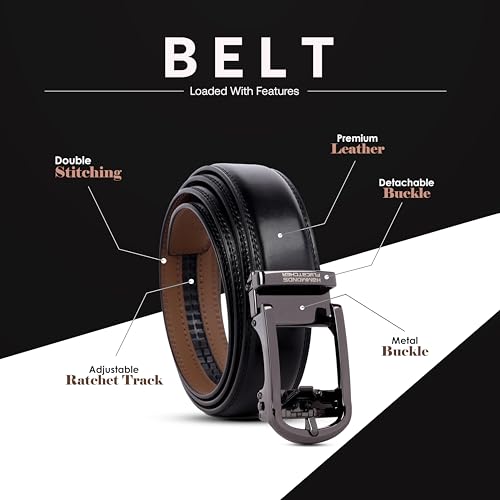 HAMMONDS FLYCATCHER Men's Black Leather Belt with Auto Brease Black - Image 6