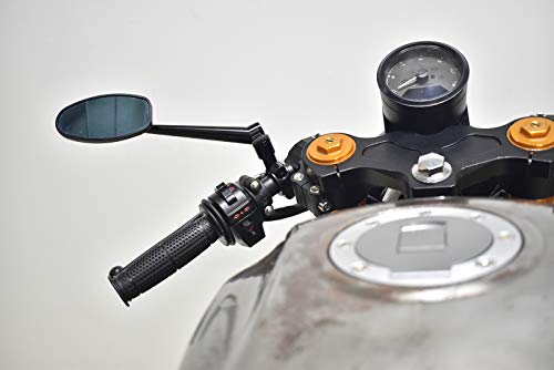 DKMOTORK 0413 Motorcycle Mirror Mount Holder Clamp Adaptor Bracket Right-Handed Thread 8mm Black Aluminum