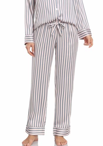 Image of Serenedelicacy Women's Satin Pajama Set Long Sleeve Button Down Sleepwear 2-Piece Silky Pj Set