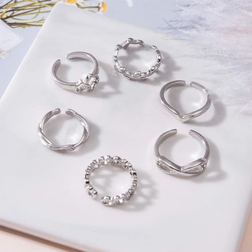 Image of 12PCS Toe Rings for Women 14K Gold /Silver Plated Adjustable Toe Ring Set Open Heart Arrow Infinity Rings Beach Foot Jewelry for Summer