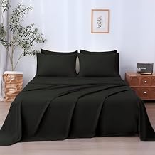 SKY BEDDINGS Luxury Twin Sheet Set - Ultra-Soft 1800 Microfiber Bedding - Double Brushed - Easy Fit - 15" Deep Pockets - Wrinkle, Fade & Stain Resistant - 3-Piece Twin Bed Sheets Black