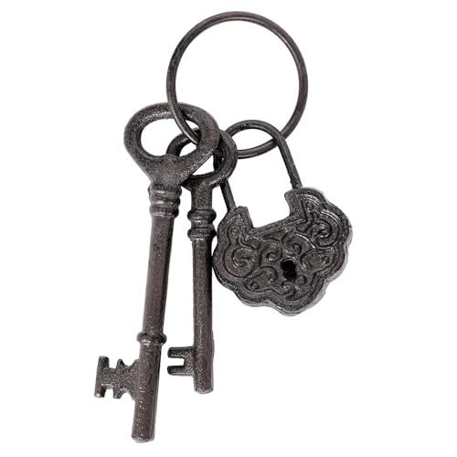 Sungmor Vintage Cast Iron Skeleton Keys, Antique Style Keyring Props