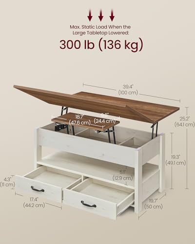 VASAGLE 3-in-1 Lift Top Table