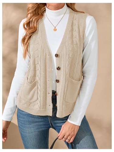 Image of Verdusa Women's Sweater Vest Tops For Women Trendy Sleeveless Button Down Cardigan Outwear