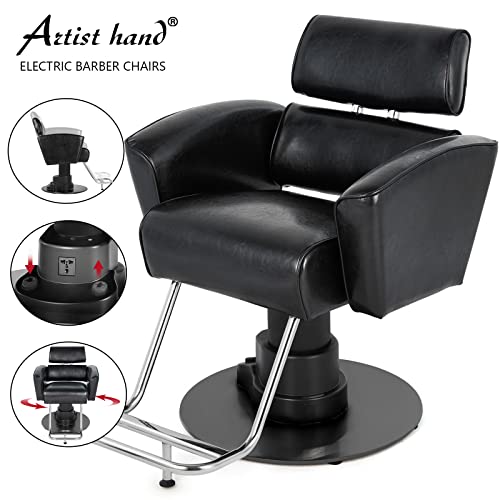 Artist Hand Electric Barber Chair, Electric Lift Chairs, Hydraulic Barber Chairs Heavy Duty, Pedal Lift Salon Furniture Spa Shampoo Equipment Hair Chair For Barber Shop, Beauty Salon (Black) #TOP5