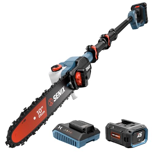 SENIX 10' Cordless Pole Saw, X6 60V Max 3.0Ah Battery Powered Pole Saw with 14ft...
