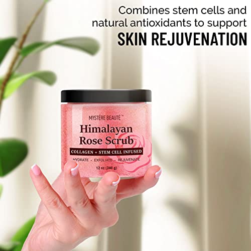 Himalayan Salt Body Scrub 12 Oz - With Collagen And Stem Cells - Exfoliating Salt Scrub For Cellulite - Deep Cleansing For Acne, Scars, Wrinkles - Moisturizes Skin #TOP2