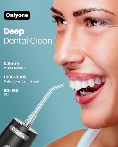 onlyone water dental flosser 300ml portable oral irrigator for teeth 4 modes and 5 jet tipsrechargeable irrigation cleanerelectric flossing machine power flossers amp irrigator accessories white