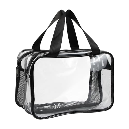 Natuce Bolsas de Aseo Transparente, Bolsas Portátil de Maquillaje, Neceser Transparente de Viaje, Grand, Impermeable, Bolsa de Cosméticos de PVC, Accesorio de Viaje, para Mujeres y Hombres