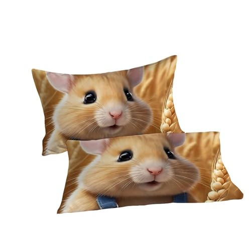 Housse de couette hamster de blé microfibre 200x200cm parure lit double enfant 3D - 7