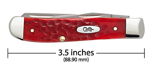 Image of Case WR XX Pocket Knife Dark Red Jigged Bone Mini-Trapper Carbon Steel (CS) Item #6983 - (6207 CS) - Length Closed: 3 1 /2 Inches