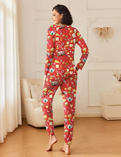 Image of Ekouaer 2 Pack Womens Pajama Sets Long Sleeve Pjs Soft Comfy Lounge Set