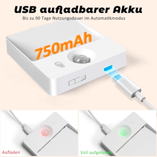 8PCS LED Treppenbeleuchtung mit Bewegungsmelder - RGB Aufladbar Innen Nachtlicht, Treppenlicht mit Motion Sensor Akku, Lampe Treppenstufenbeleuchtung mit Touch, Night Light für Kinder, Trepp, Flur