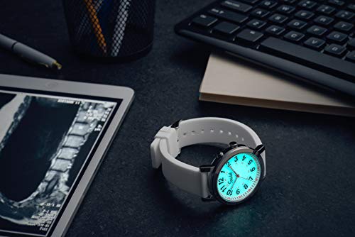 Speidel Glow Scrub Watch™, Electroluminescent Nurse Doctors Medical Professionals Students Men Women Unisex Easy Read Dial Military Time Second Hand, Silicone Band, Water Resistant-Blue #TOP4