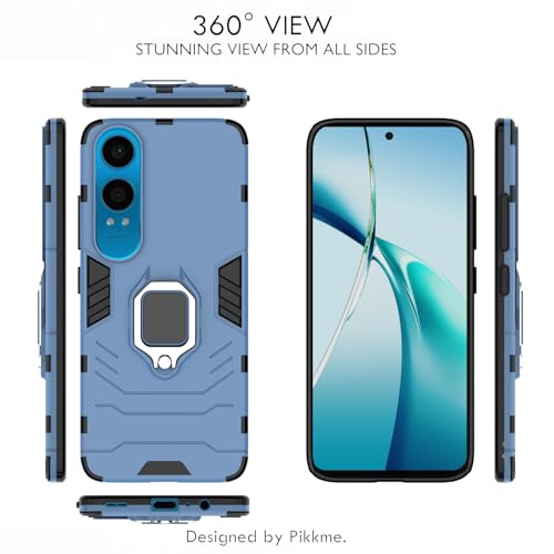 Image of Pikkme D5 Tough Armor Bumper | 360 Protection Case | Ring Holder Stand Case for OnePlus Nord Ce 4 Lite 5G (Blue)