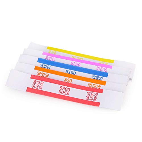 L LIKED 150 Assorted Currency Band Bundles Self Sealing Currency Straps Bands Money