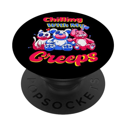 Chilling With My Creeps Lindo Voodoo Pastel Goth Teddy Bear PopSockets PopGrip Intercambiable