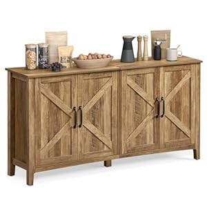 VASAGLE LIRY Collection – Storage Cabinet, Buffet Cabinet, Sideboard, Credenza, with Adjustable Shelves, for Living Room, Entryway, Honey Brown ULSC381T41