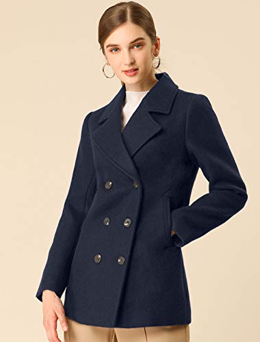 Allegra K Women's Winter Coats Long Sleeve Lapel Mid-thigh A-Line Outerwear Double Breasted Pea Coat2