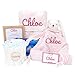 Canastilla de Regalos Bebé Personalizada - Stars de Mababy - Manta para Bebés y Dou Dou Extra Suave Bordados con el Nombre del Recién Nacido - Regalo Bebé. (Rosa)