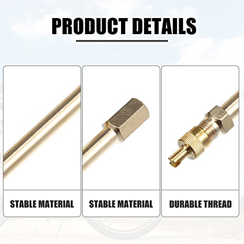 Image of X AUTOHAUX 1 Set 5.91 inch Dually Valve Stem Extenders Straight Dual Tire Valve Extension for Car Truck RV Pickup Motorcycle Gold Tone