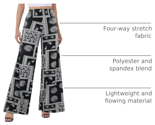 Image of ZOOSIXX Wide Leg Palazzo Pants for Women - High Waist Casual Beach Lounge Pants Loose Flowy Pants Stretchy Trousers