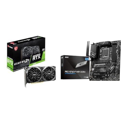 MSI GeForce RTX 3060 VENTUS 2X 12G OC Gaming Graphics Card - 12GB GDDR6, 1807 MHz, PCI Express Gen 4 & PRO B760-P WIFI DDR4 Motherboard, ATX - Supports Intel 12th & 13th Gen Core Processors, LGA 1700 MSI GeForce RTX 3060 VENTUS 2X 12G OC Gaming Graphics Card - 12GB GDDR6, 1807 MHz, PCI Express Gen 4 & PRO B760-P WIFI DDR4 Motherboard, ATX - Supports Intel 12th & 13th Gen Core Processors, LGA 1700