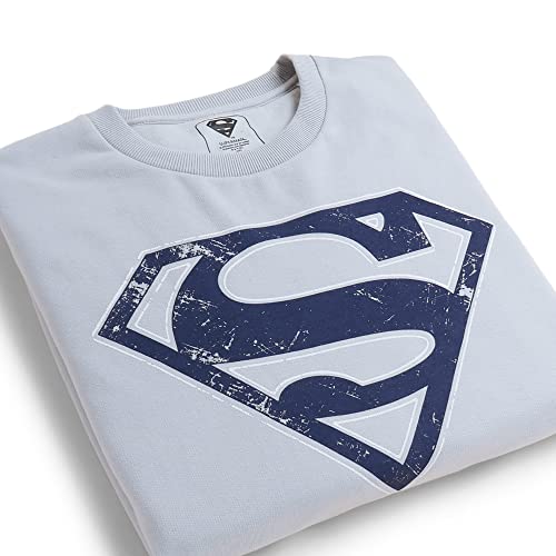 Image of Free Authority Superman Printed Regular Fit Grey Cotton Men's Sweatshirt