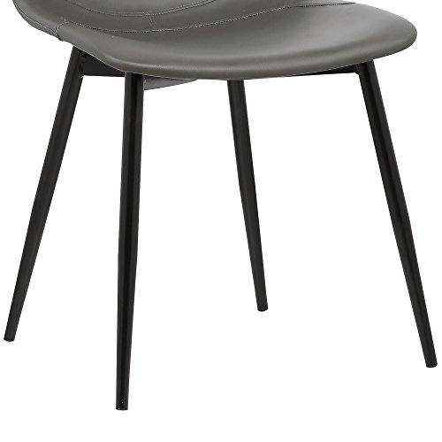 Armen Living Monte Mid Century Modern Dining Accent Chair for Table Kitchen Desk Vanity in Charcoal Gray Faux Leather with Black Metal Legs by Armen Living - Image 6