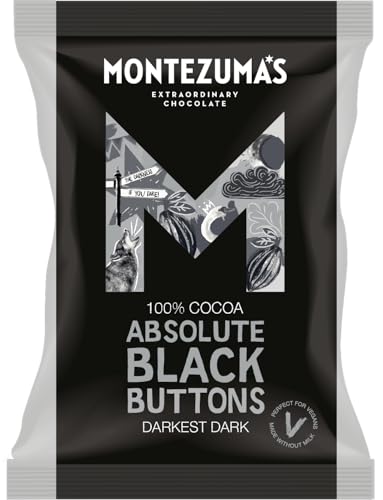 Montezuma's Absolute Black, 100% Cocoa, Darkest Dark Buttons, Gluten Free & Naturally Vegan, 120g Bag