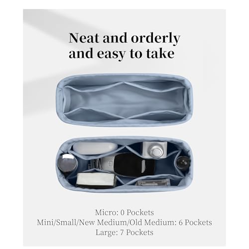 Image of Purse Organizer Insert for Lady Dior Mini Bags, Satin Luxury Bag Insert, Lightweight & Portable Purse Shaper with Pockets, Ideal for Travel, Shopping, and Daily Use(Blue brume, Lady Mini)