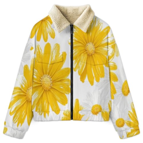 Veste polaire femme imprimé marguerite chaud pour hiver