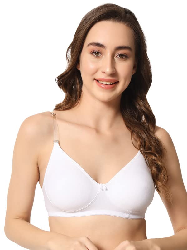 MAKAZIO Women's Transparent Strap Bra - Soft Hosiery Cotton Non-Padded | Wireless, Seamless Full Coverage T-Shirt Bra for ... - Review, Price and Buying Guide