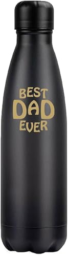 Best Dad Ever Black Stainless Steel Water Bottle, 500ml, 26cm x 6.5cm