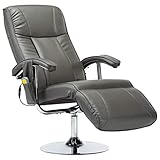 Rückenlehnhöhe: 50 cm vidaXL Massagesessel mit Massage Heizung Elektrisch Relaxsessel Fernsehsessel TV Sessel Ruhesessel Liegesessel Relaxliege Grau Kunstleder