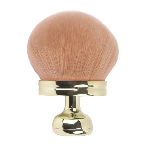 Luxury Kabuki Makeup Brush, Rose Gold Handle, 8.8 cm Wide Soft Bristles for Foundation and Body Makeup (Golden)