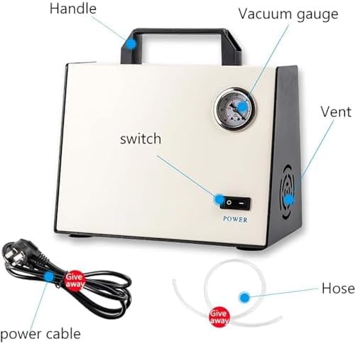 Bomba de vacío de diafragma, sin Aceite, Bomba de vacío de Laboratorio con caudal de 10 L/min, presión Negativa de 0,08 MP y presión Positiva de 20 PSI para experimentos químicos de laborato
