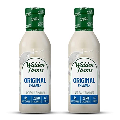 Walden Farms Original Coffee Creamer – Zero Calorie, Fat-Free, Sugar-Free, Low Carb, Keto-Friendly, Dairy-Free, Vegan – 2-Pack, 12 oz Bottles