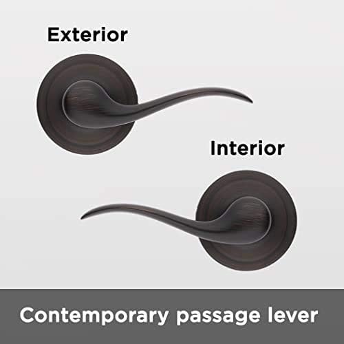 Miniatura 10 de Kwikset Tustin Manija de Puerta de Paso Interior, Palanca para Puertas de Armario y Pasillo, Palanca de Manija Reversible Sin Bloqueo, Bronce