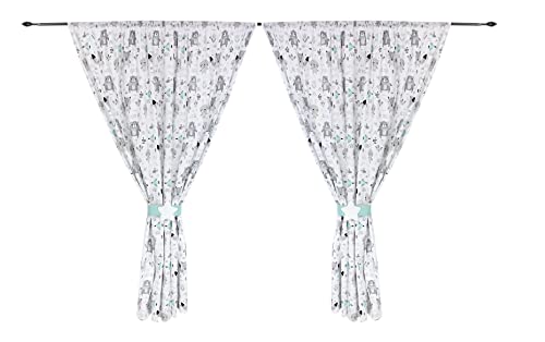 TupTam Rideaux pour Chambre d'enfant Lot de 2, Les Ours/Renard/Monnaie, env. 155x155 cm