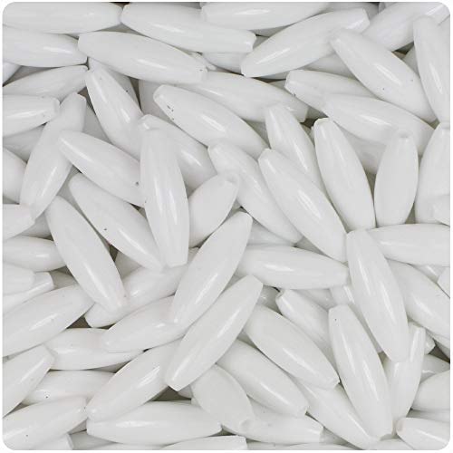 BeadTin White Opaque 19mm Spaghetti Craft Beads (200pcs)