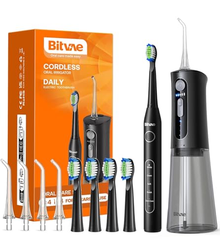 Water Flosser and Electric Toothbrush Combo - Cordless Water Flosser for Teeth - 5 Modes Sonic...