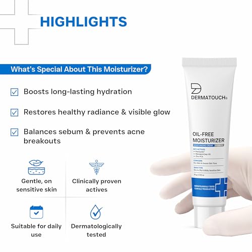 Image of DERMATOUCH Oil-Free Moisturiser - Lightweight Hydration | Non-Greasy Daily Moisture Care | Helps Maintain Skin Balance | 15g