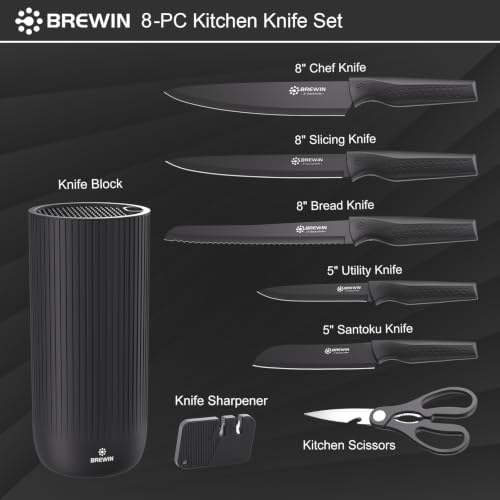 Knife Set, Brewin Kitchen Knife Set, Knives Set for Kitchen, Universal Knife Block, Utility Knife Block Set, New Home Essentials, Apartment Essentials, Camping essentials, RV Essentials - 4
