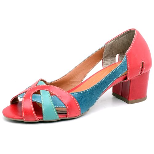 Sapato Peep Toe Feminino em Couro Aberta Salto Baixo Grosso Linha Conforto Moda Casual